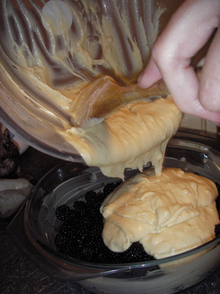 Pouring over the batter